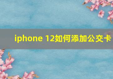 iphone 12如何添加公交卡